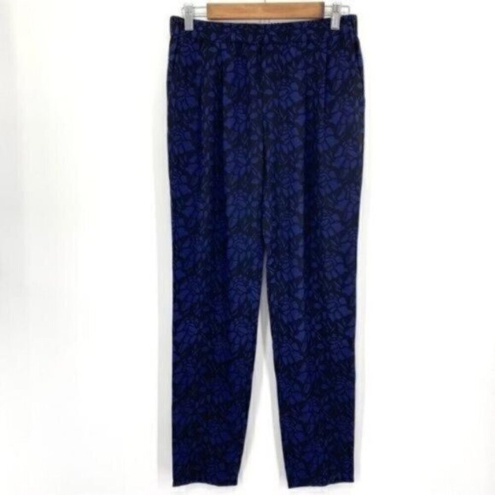 Joie Women's Blue and Black Floral Silk Lace Pants